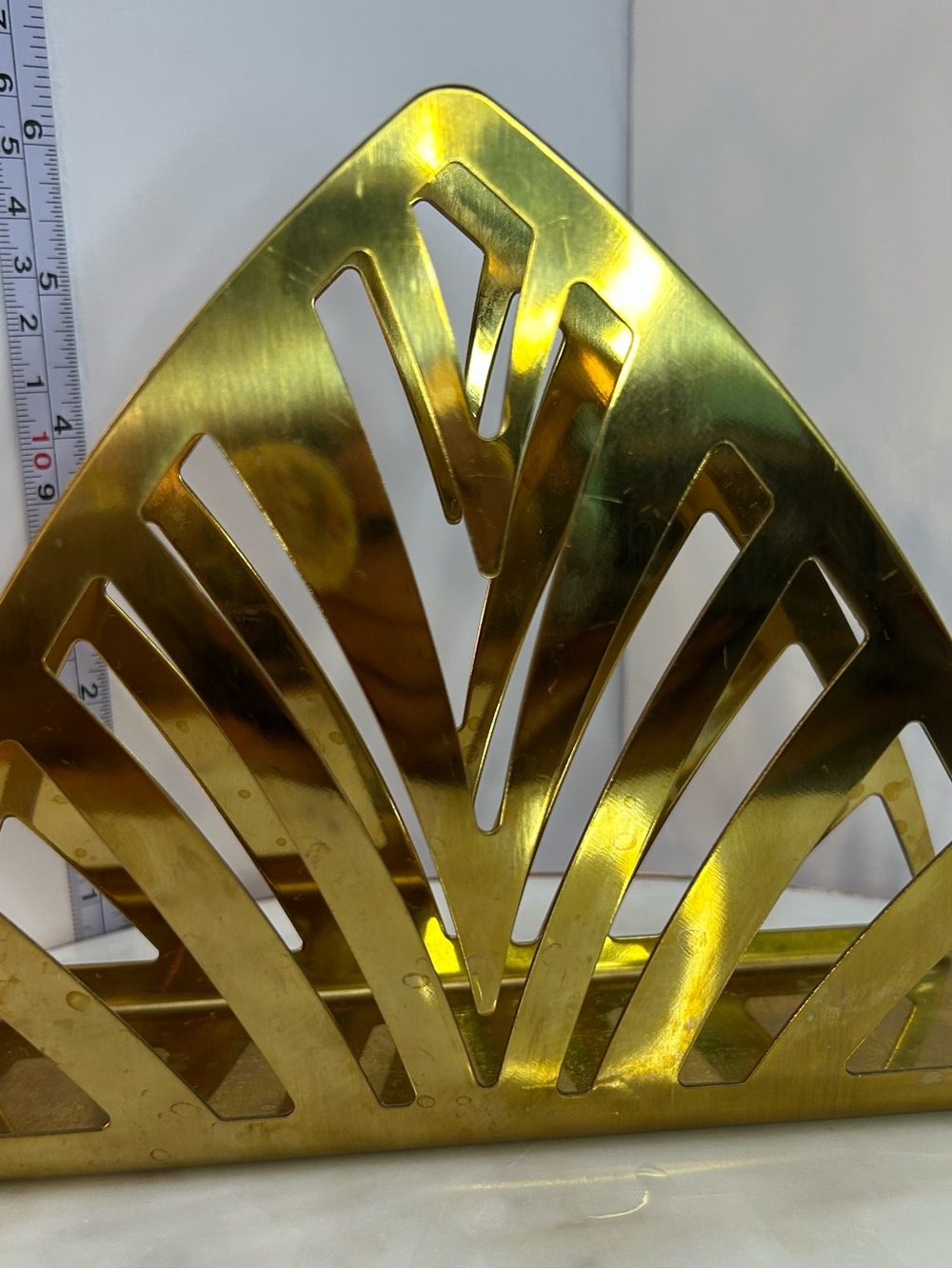 IKEA Art Deco Fan Geometric Metal Bookends Gold Brass Finish Non-Slip